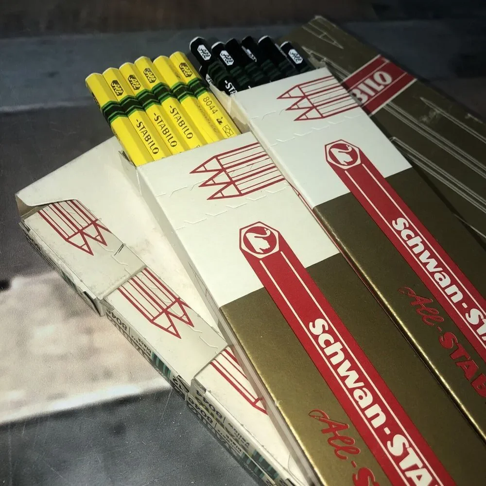 Vtg Lot of 6 Box (72) Schwan STABILO 8044 8046 New Yellow & Black‎ Pencils